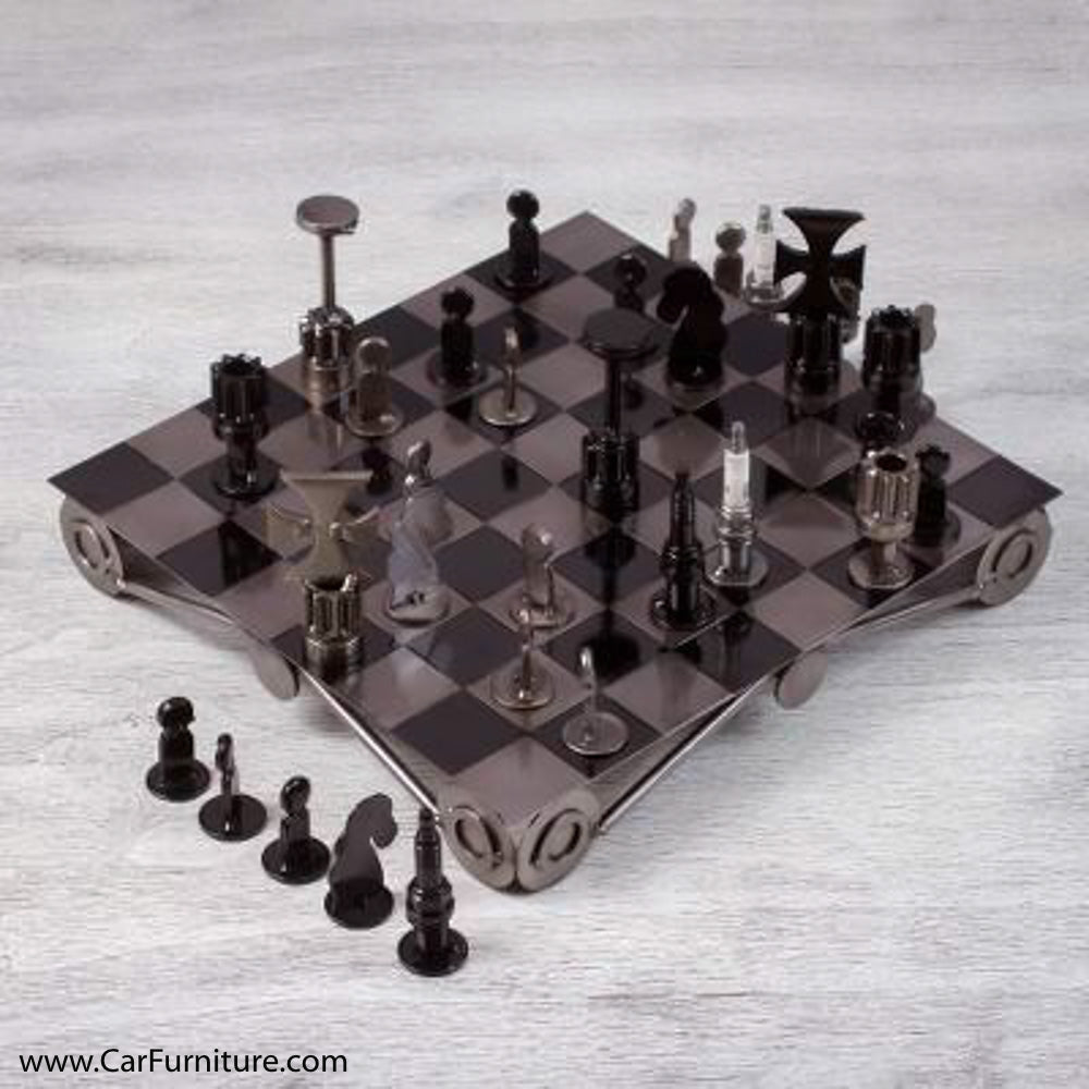 The Auto Mechanic's Steel Chess Set, Recycled Car Parts, Steel Board &  Pieces